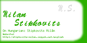 milan stipkovits business card